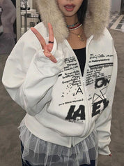 Dark-Themed Lettering Print Jacket