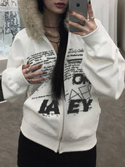 Dark-Themed Lettering Print Jacket