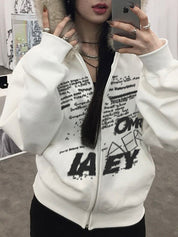 Dark-Themed Lettering Print Jacket