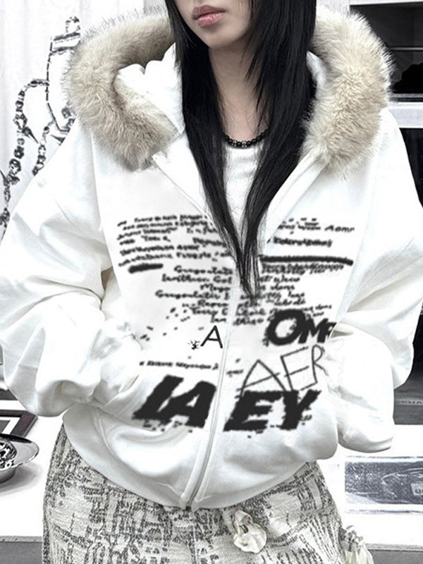 Dark-Themed Lettering Print Jacket