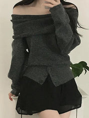 French Off-The-Shoulder Neckline Long Sleeve