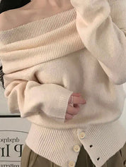 French Off-The-Shoulder Neckline Long Sleeve