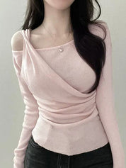 Spicy Girl'S Irregular Twist Long Sleeve