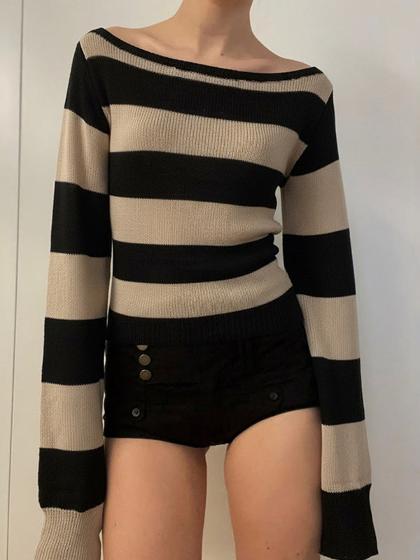 Retro-Chic V-Neck Long Sleeve