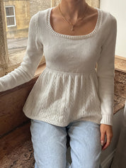 Retro Square Neckline Long Sleeve