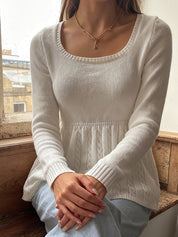 Retro Square Neckline Long Sleeve