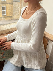 Retro Square Neckline Long Sleeve