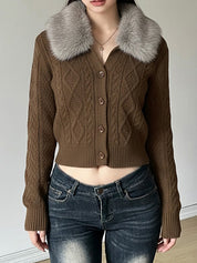 Vintage Knitted Diamond Pattern Jacket