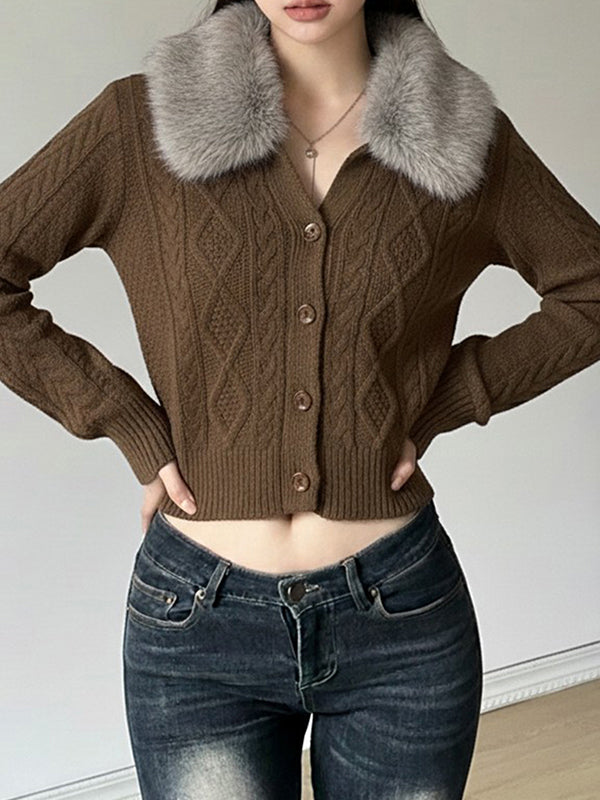 Vintage Knitted Diamond Pattern Jacket