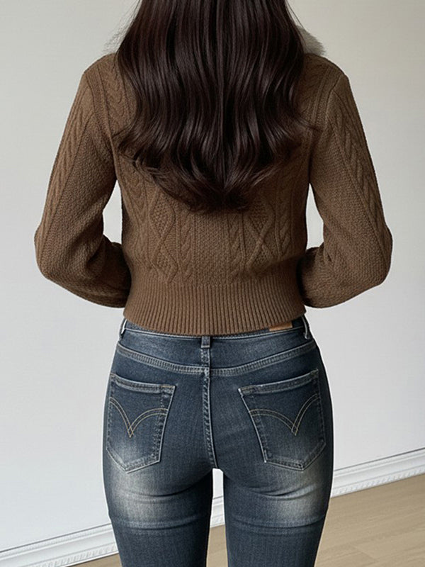 Vintage Knitted Diamond Pattern Jacket