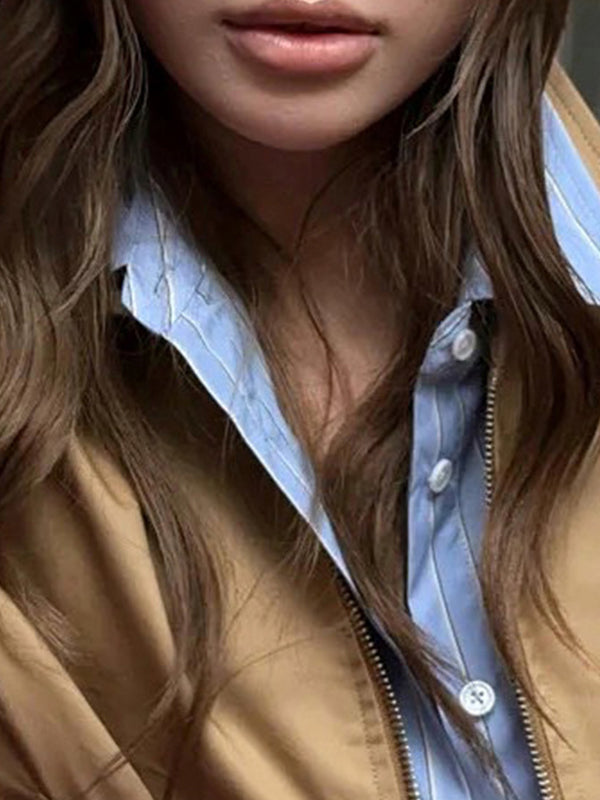 Contrasting Colour Stripe Patchwork Jacket