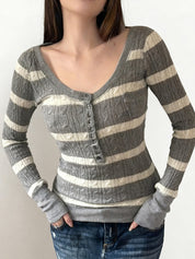 Retro Stripes Contrasting Colours Long Sleeve