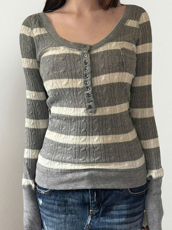 Retro Stripes Contrasting Colours Long Sleeve