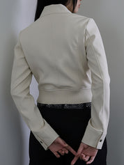 Solid-Colour Pocket Patchwork Jacket