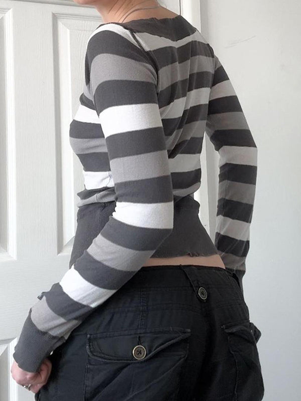 Retro Stripes Contrasting Colours Long Sleeve