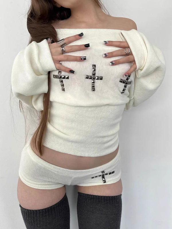 3D Decorative Rivets Long Sleeve