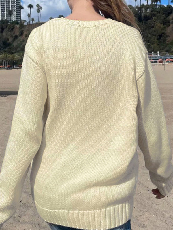 Loose-Fitting Crew Neck Sweaters