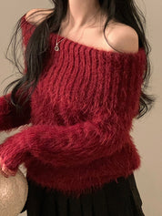 One-Shoulder Pullover Sweaters