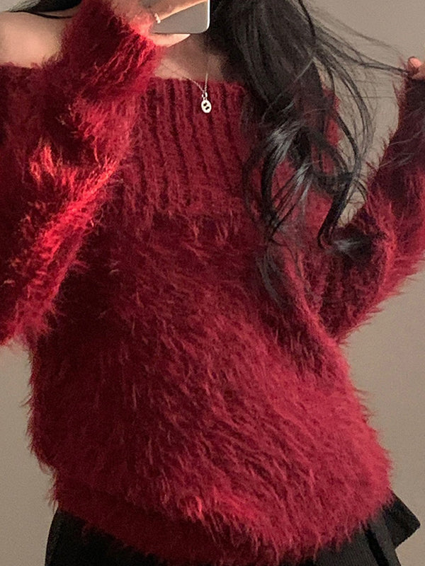 One-Shoulder Pullover Sweaters