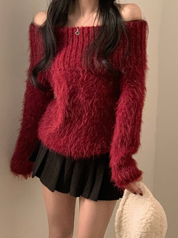 One-Shoulder Pullover Sweaters