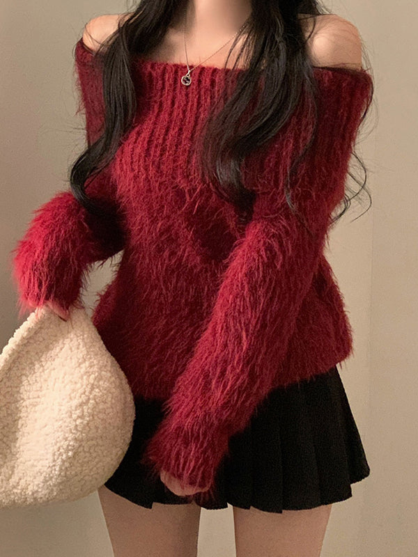 One-Shoulder Pullover Sweaters