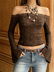 One-Shoulder Bell Sleeves Long Sleeve