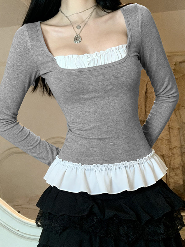 Faux Two-Piece Lace Long Sleeve