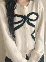 Bow In Contrasting Colors Cardigan