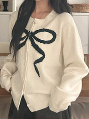 Bow In Contrasting Colors Cardigan