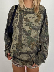 Camouflage Leaf Print Sweatshirt