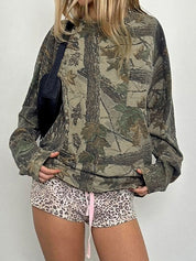 Camouflage Leaf Print Sweatshirt