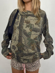 Camouflage Leaf Print Sweatshirt