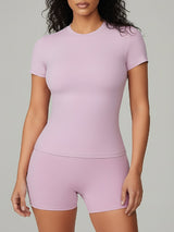 Crewneck Tight Short Sleeve T-Shirt