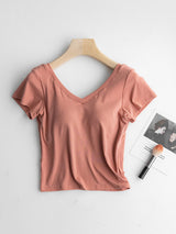 V-Neck Built-In Padding Short Sleeve