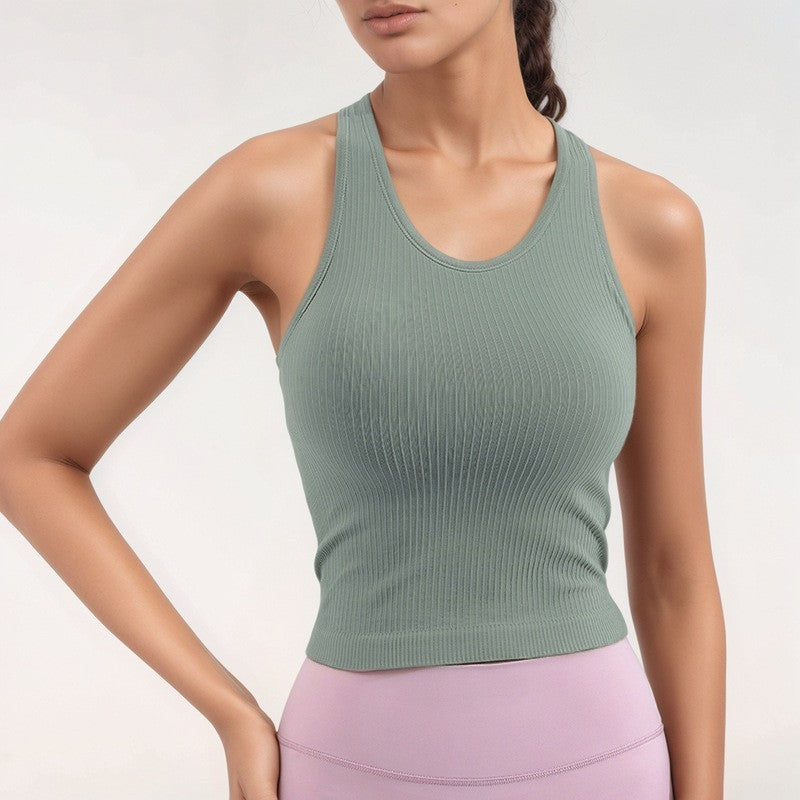 Ribbed Built-in Bra Workout Crop Top
