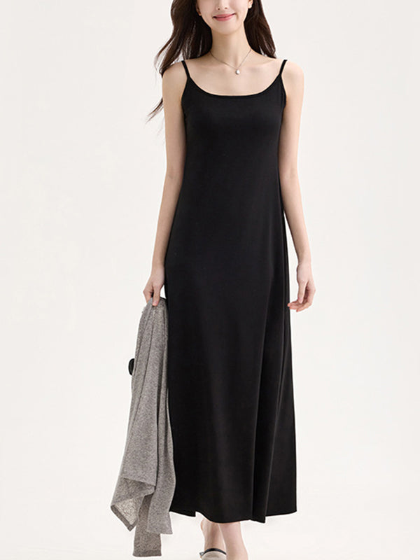 Square-Neck Tie Pads Maxi Dress