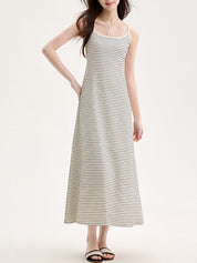 Square-Neck Tie Pads Maxi Dress