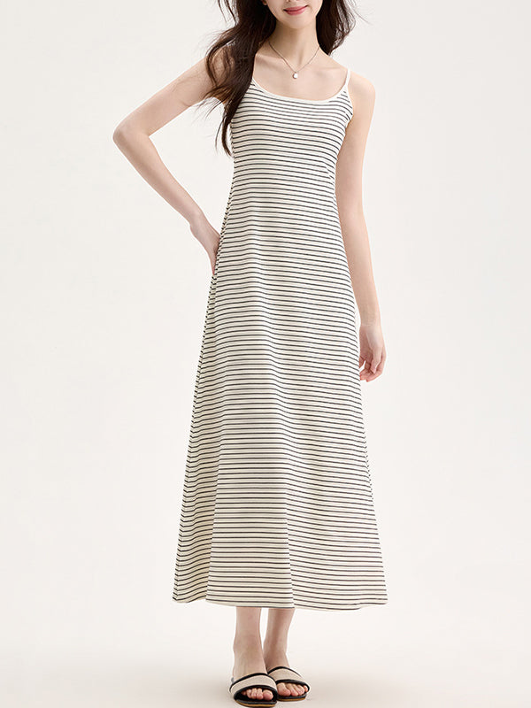 Square-Neck Tie Pads Maxi Dress