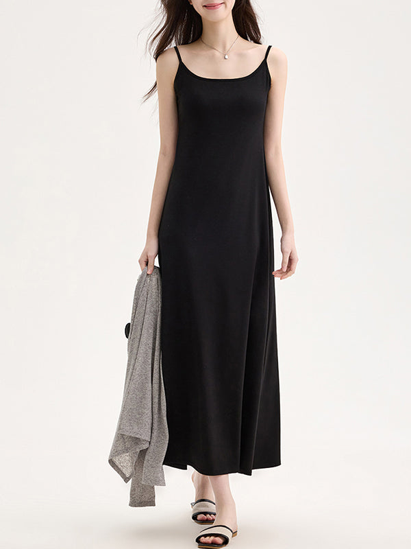 Square-Neck Tie Pads Maxi Dress