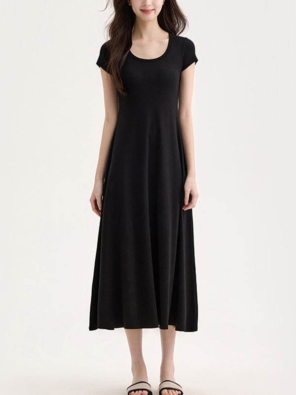 U-Neck Tie Pads Maxi Dress