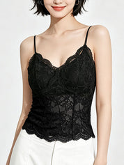 Lace-Trimmed Padded Bra-Style Tank Top