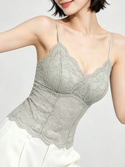 Lace-Trimmed Padded Bra-Style Tank Top