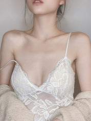 Lace-Trimmed Padded Bra-Style Tank Top