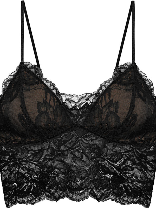 Lace-Trimmed Padded Bra-Style Tank Top