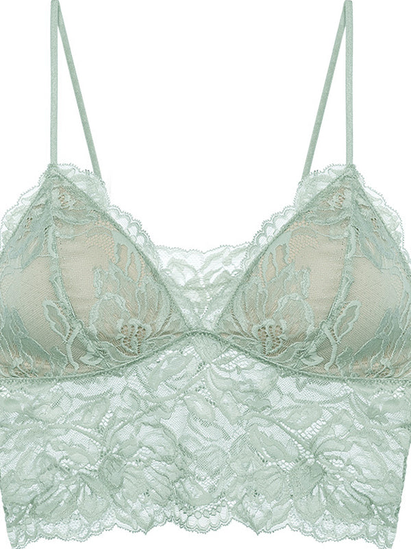 Lace-Trimmed Padded Bra-Style Tank Top