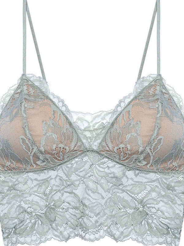Lace-Trimmed Padded Bra-Style Tank Top