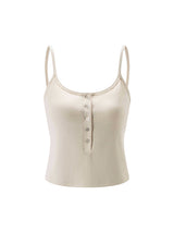 Womens Button Up Shoulder Straps Bra Tank Top