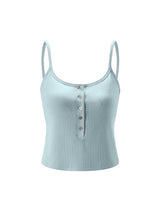 Womens Button Up Shoulder Straps Bra Tank Top