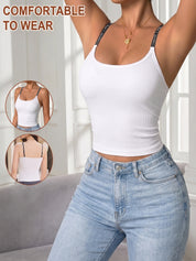 Women's Letter Tank Top with Bra Pads