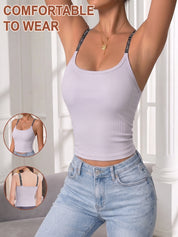 Women's Letter Tank Top with Bra Pads